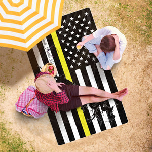 South Holston Lake Oversized Beach Towel - Thin Yellow Line – Personalized Freeform Beach Towel - AOP 