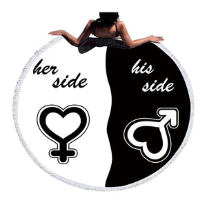 Summer Large Round Beach Towel His and Her Side Home & Garden 