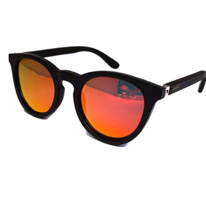 Sunset Mirror Lenses Polarized with Full Frame Black Bamboo Sunglasses 