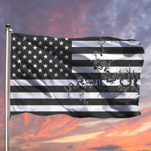 Table Rock Lake Black & White American Boat Flag Wall Art Single Sided - 36"x60" 