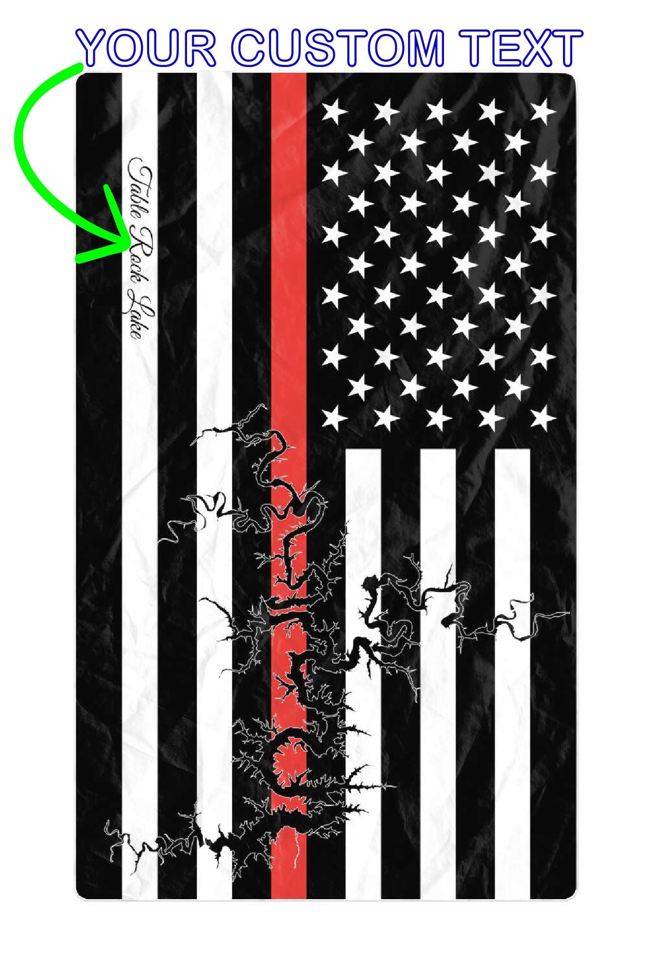 Table Rock Lake Oversized Beach Towel - Thin Red Line – Personalized Freeform Beach Towel - AOP 