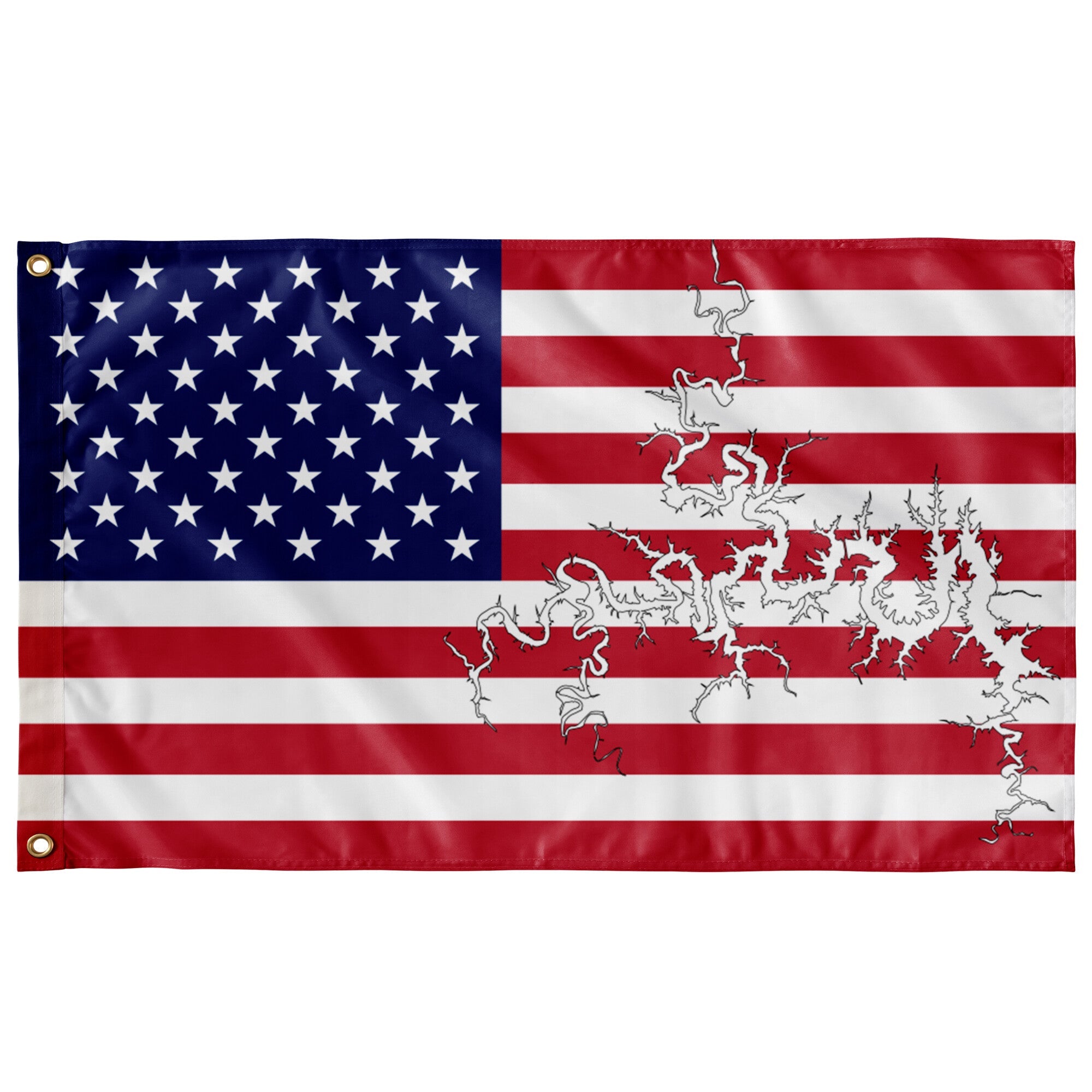 Table Rock Lake Red, White & Blue American Boat Flag Wall Art 