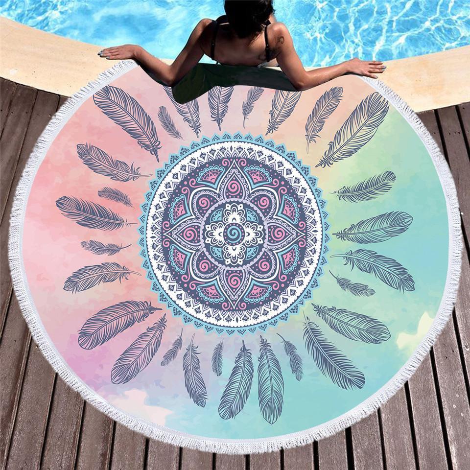 Tassel Mandala Tapestry Boho Round Beach Towel Home & Garden 