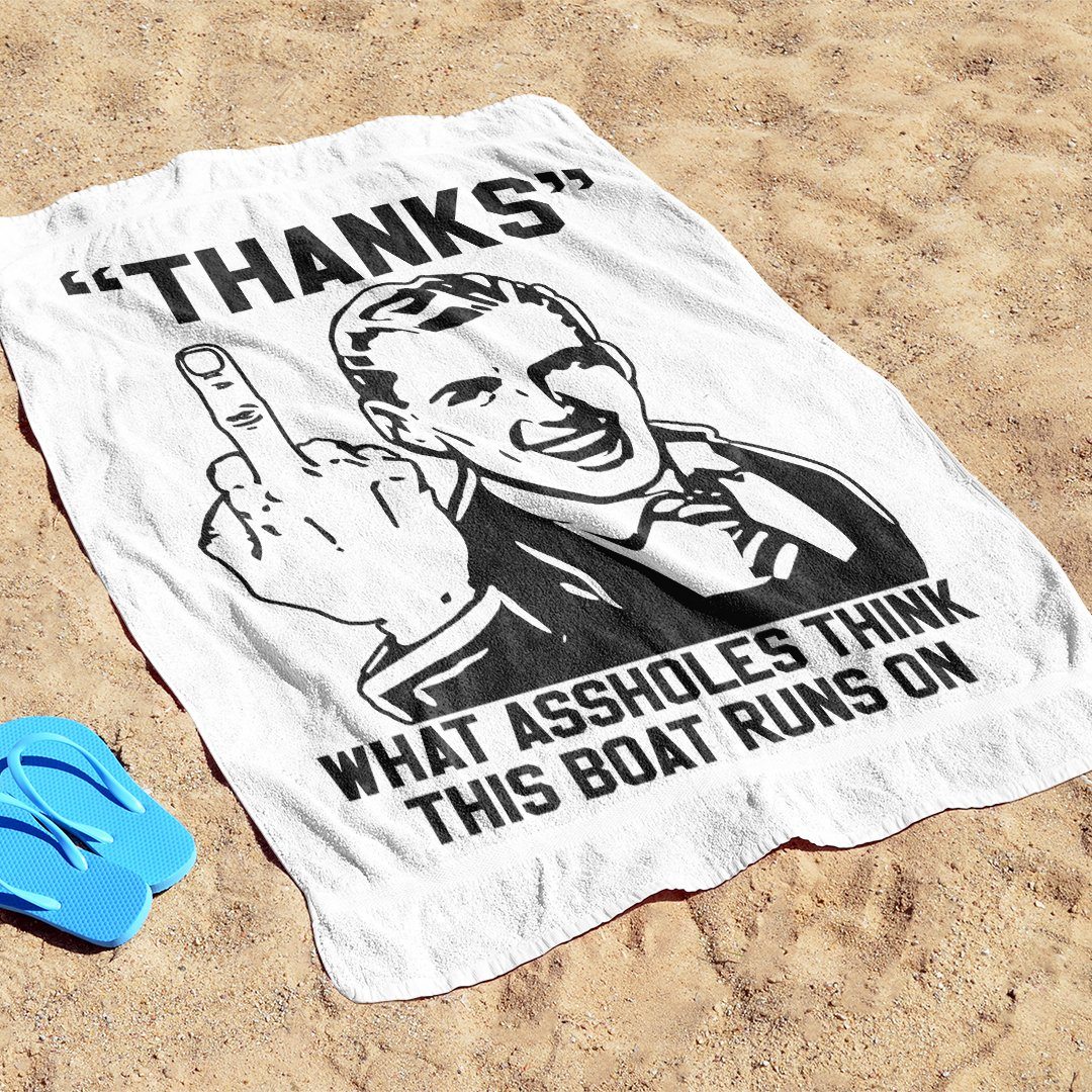 "Thanks" Beach Towel - Houseboat Kings