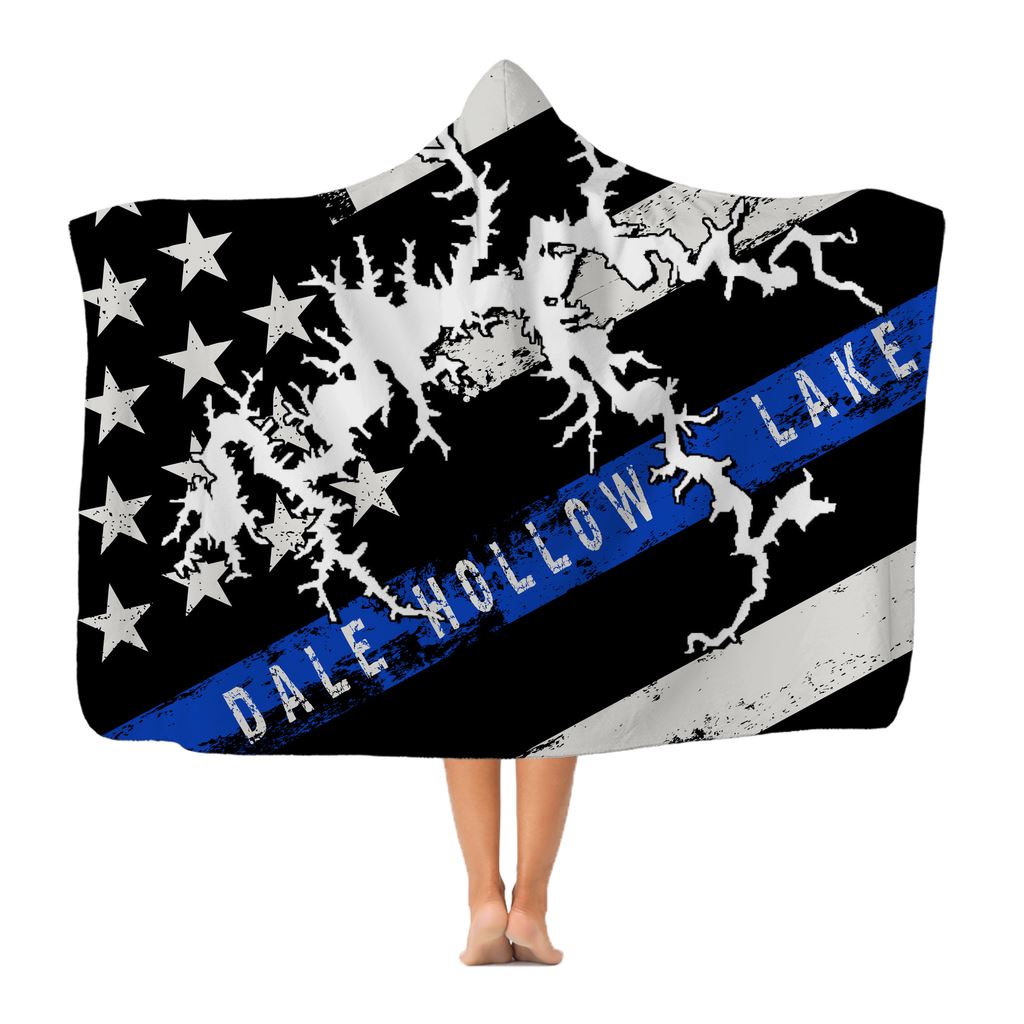 Thin Blue Line Dale Hollow Lake Classic Adult Hooded Blanket - Houseboat Kings