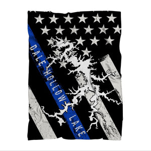Thin Blue Line Dale Hollow Lake Premium Sublimation Adult Blanket - Houseboat Kings