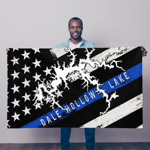 Thin Blue Line Dale Hollow Lake Sublimation Flag - Houseboat Kings