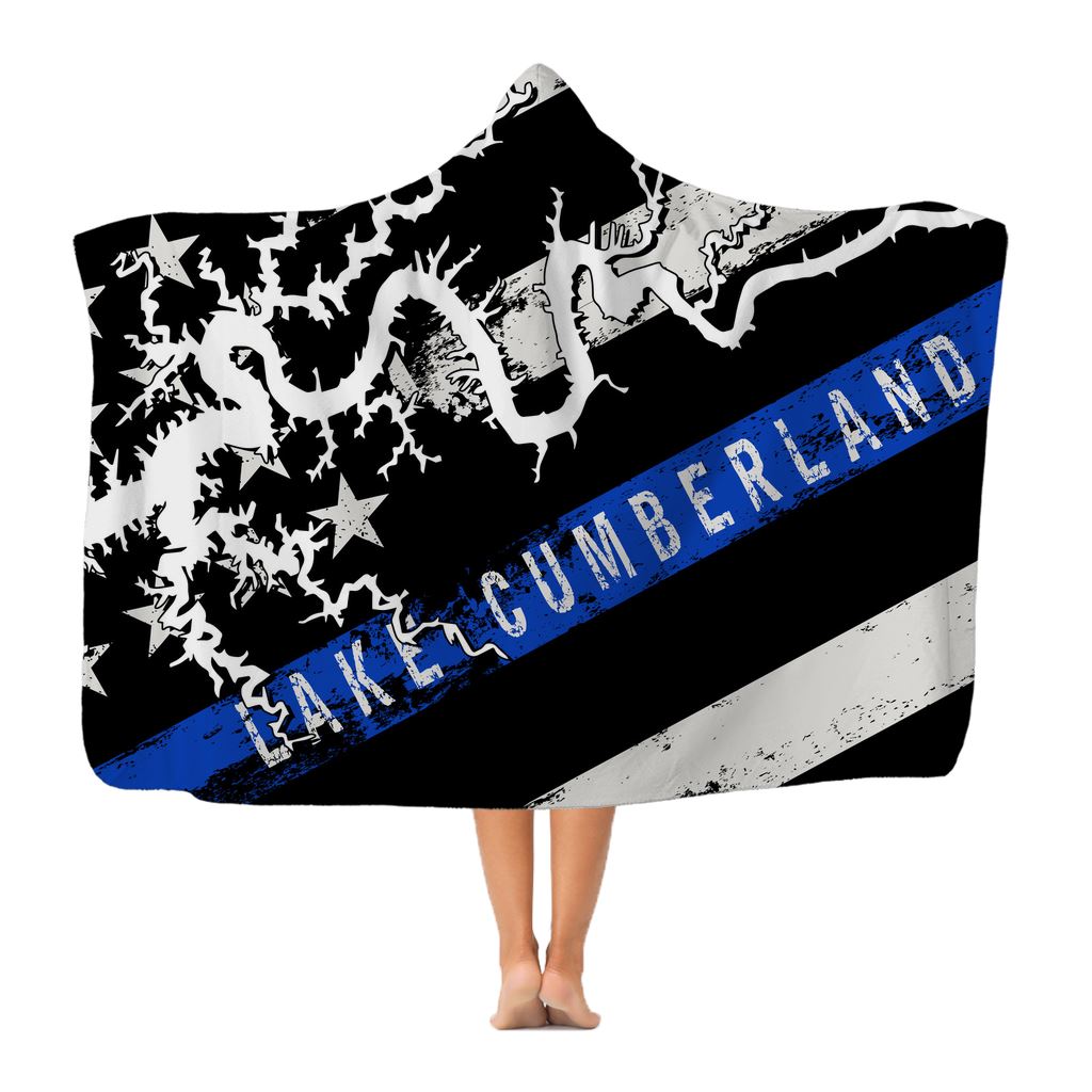 Thin Blue Line Lake Cumberland Classic Adult Hooded Blanket - Houseboat Kings