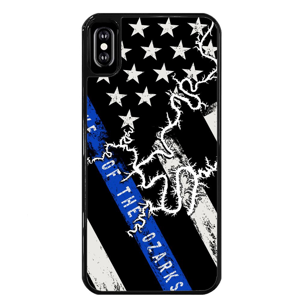 Thin Blue Line Lake Of The Ozarks Back Printed Black Hard Phone Case Accessories Apple iPhone X-Xs Black 