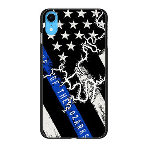 Thin Blue Line Lake Of The Ozarks Back Printed Black Hard Phone Case Accessories Apple iPhone Xr Black 