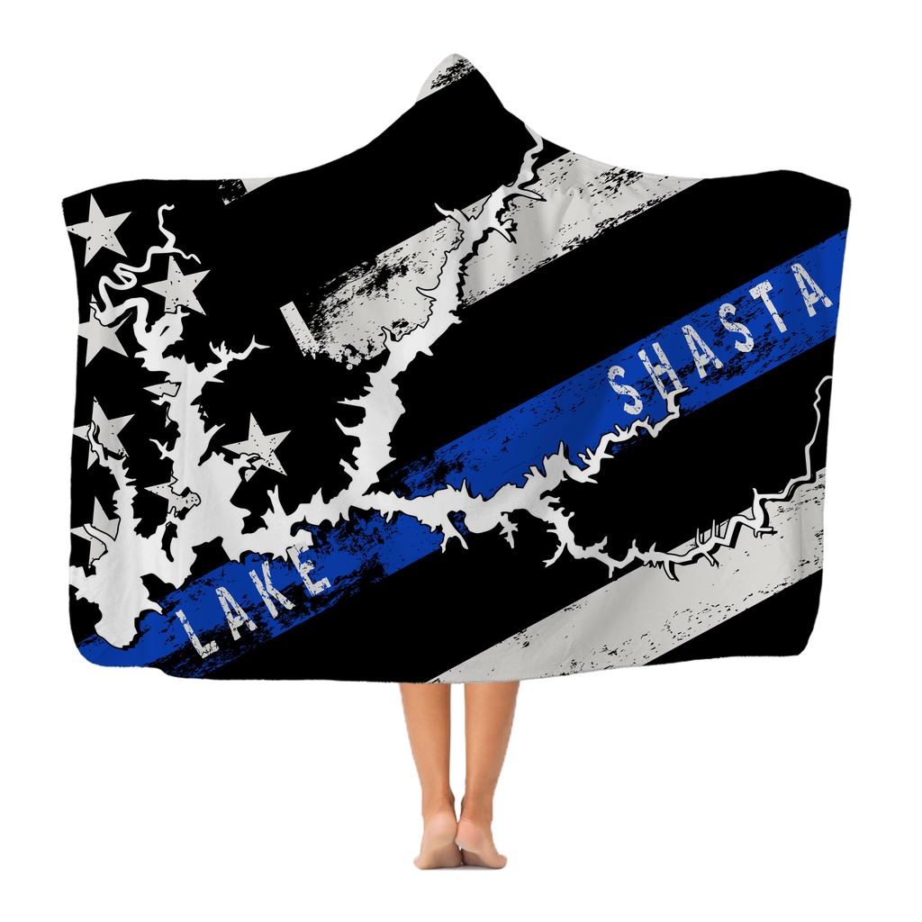 Thin Blue Line Lake Shasta Classic Adult Hooded Blanket - Houseboat Kings