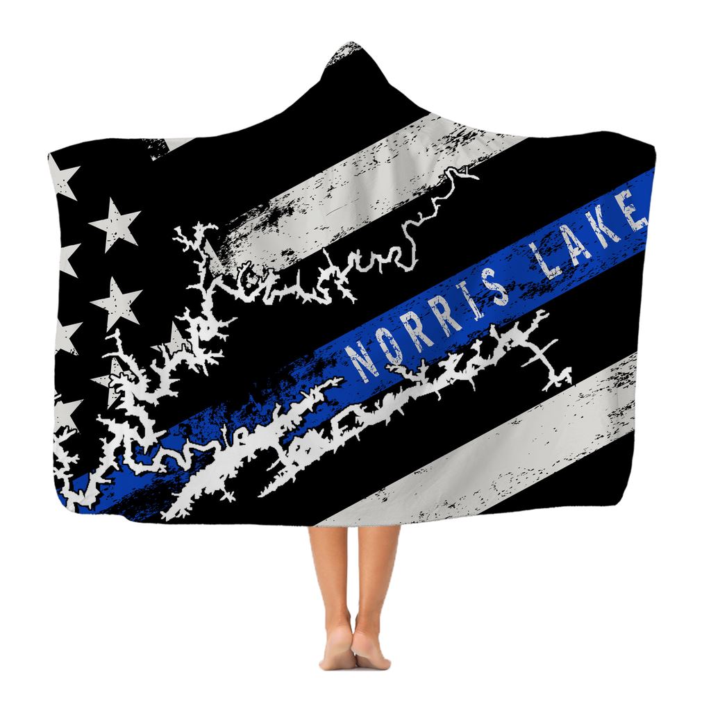 Thin Blue Line Norris Lake Classic Adult Hooded Blanket - Houseboat Kings