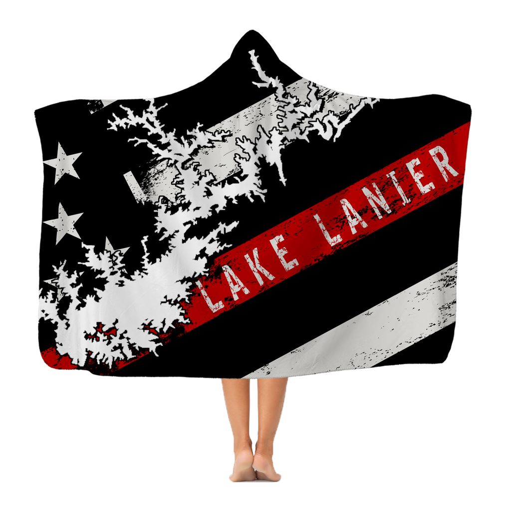 Thin Red Line Lake Lanier Classic Adult Hooded Blanket - Houseboat Kings