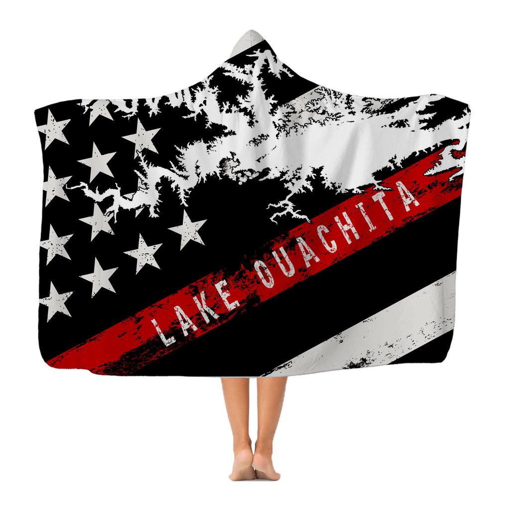 Thin Red Line Lake Ouachita Classic Adult Hooded Blanket - Houseboat Kings