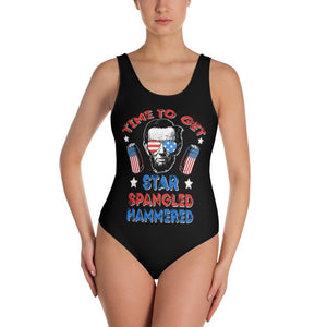 Time To Get Star Spangled Hammered One-Piece Swimsuit - Houseboat Kings