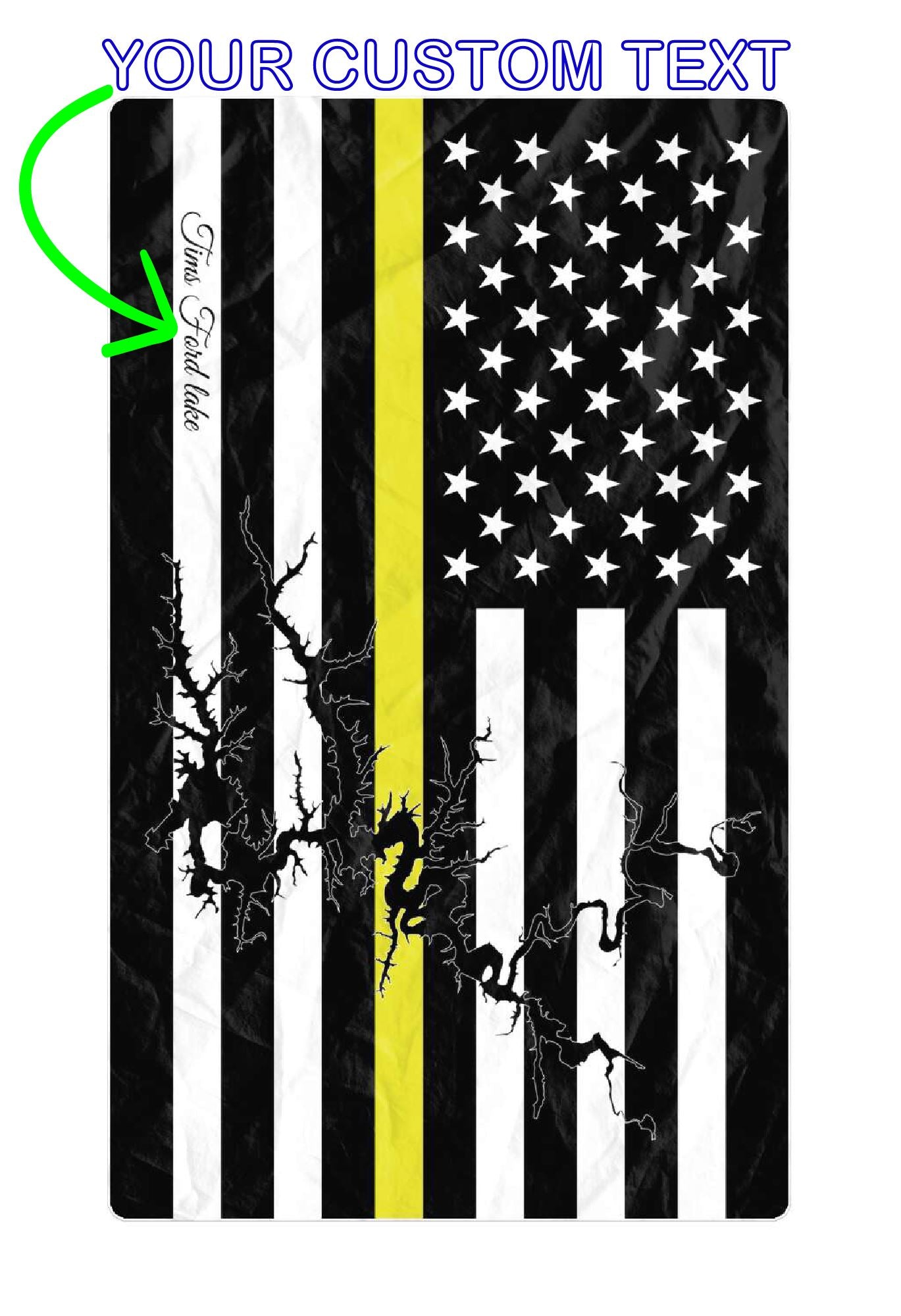 Tims Ford lake Oversized Beach Towel - Thin Yellow Line – Personalized Freeform Beach Towel - AOP 