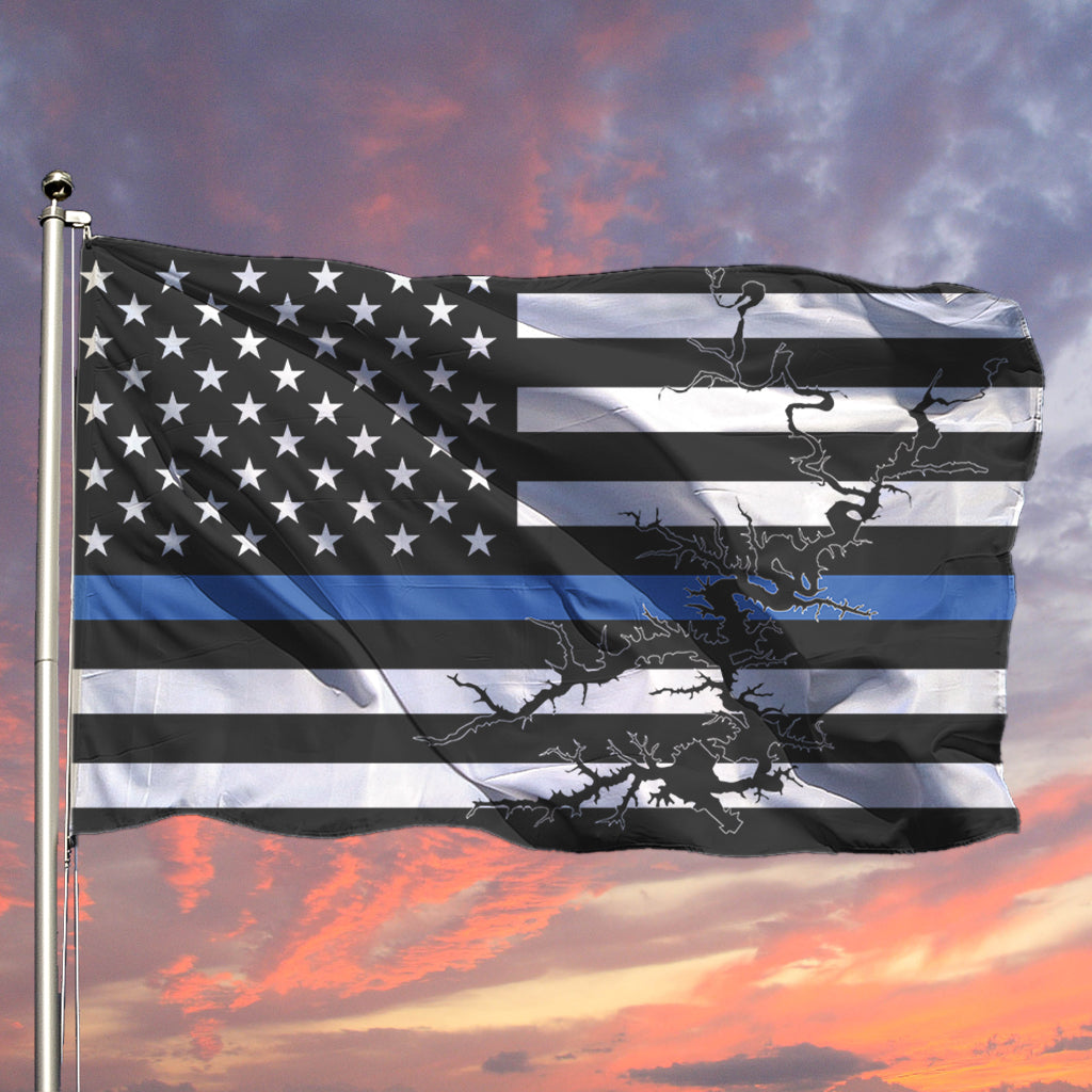 Tims Ford lake Thin Blue Line American Boat Flag Wall Art Single Sided - 36"x60" 