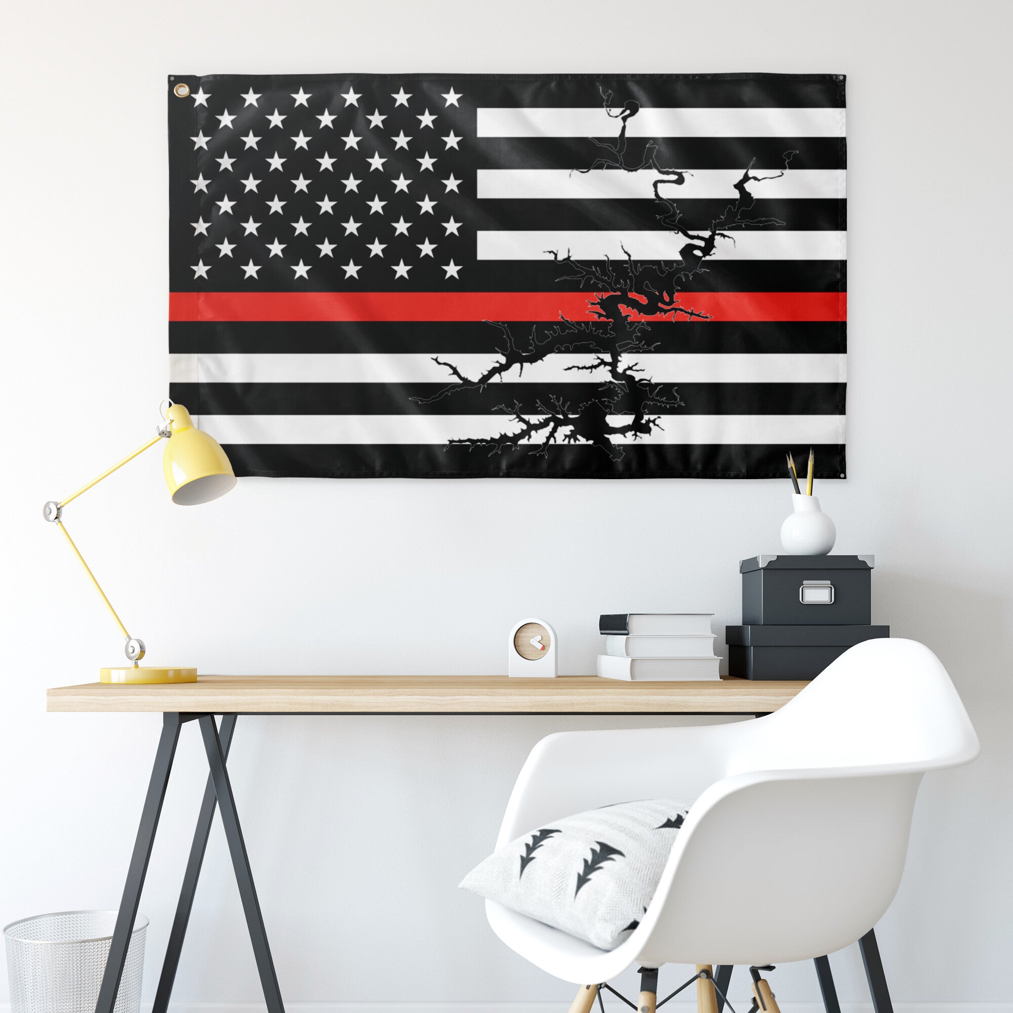Tims Ford lake Thin Red Line American Boat Flag Wall Art 