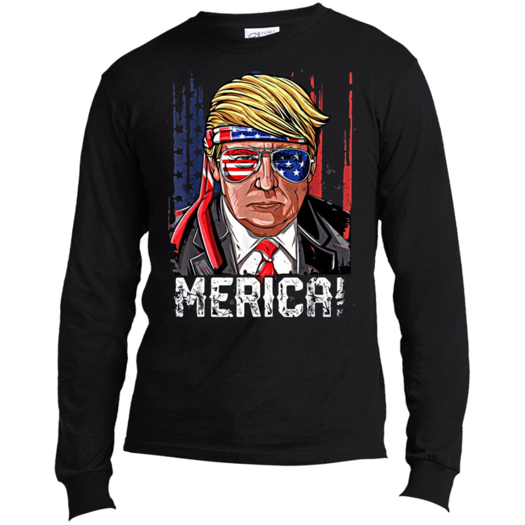 Trump Merica USA100LS Long Sleeve Made in the US T-Shirt - Houseboat Kings