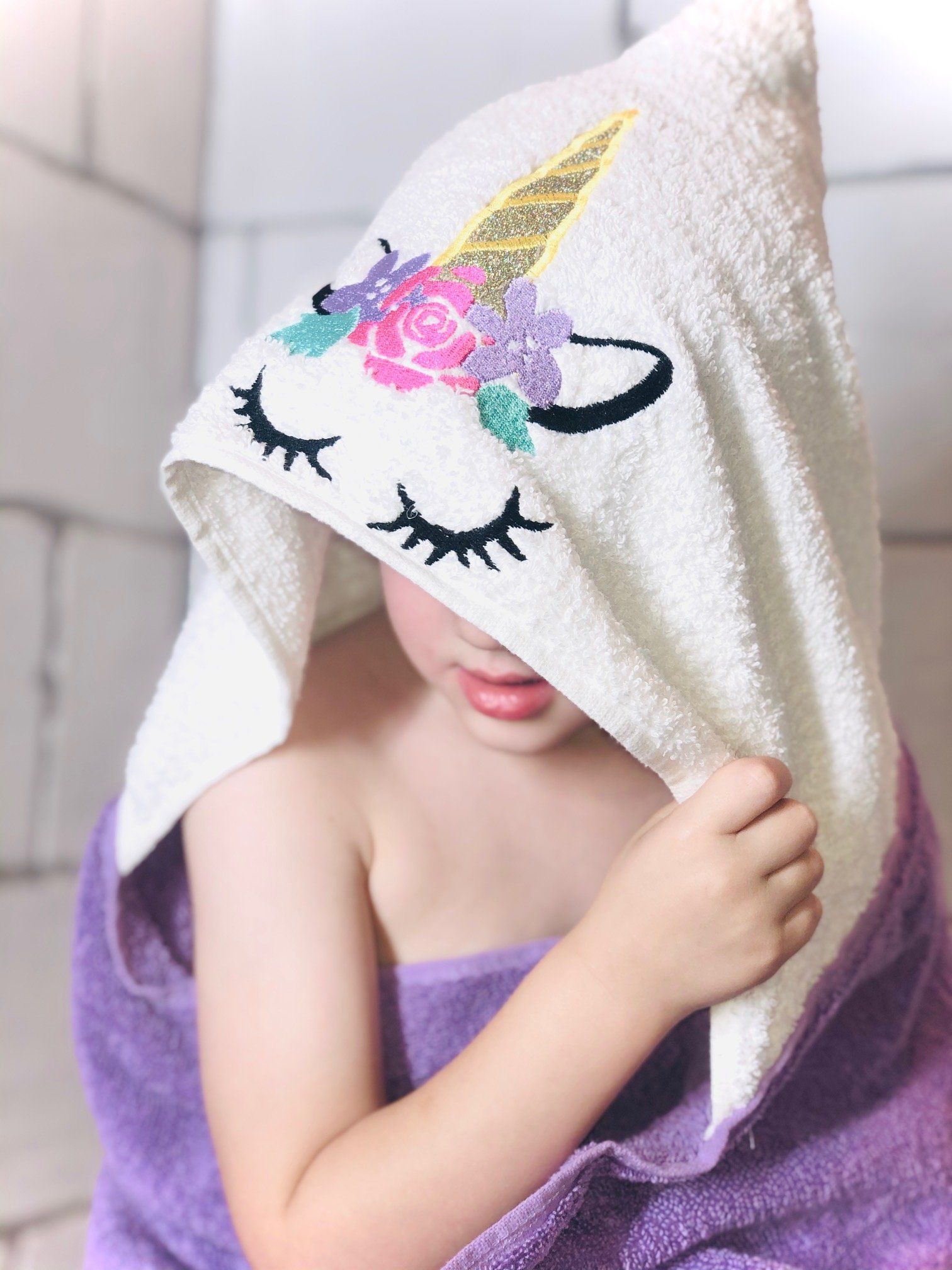 Unicorn, Hooded Towel Bathing 