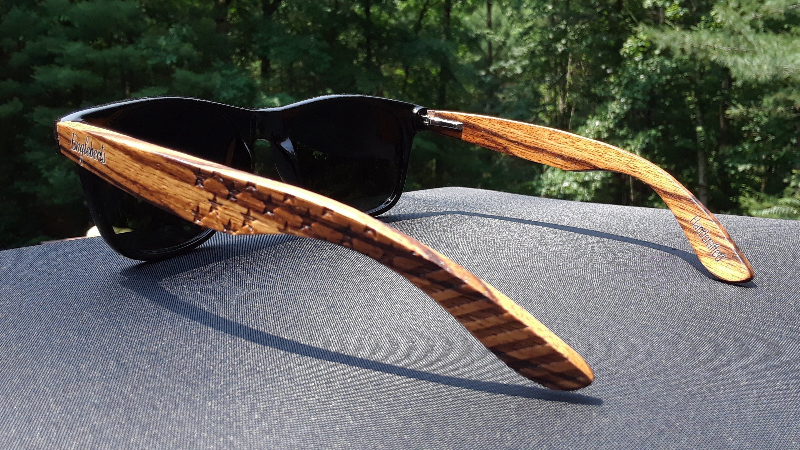 Zebrawood Sunglasses, Stars and Bars, Polarized, Handcrafted Sunglasses 