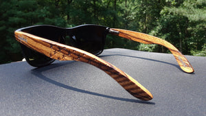 Zebrawood Sunglasses, Stars and Bars With Wooden Case, Polarized, Sunglasses 